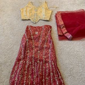 NEW Seasons India Red Gold Lehenga Choli Mermaid